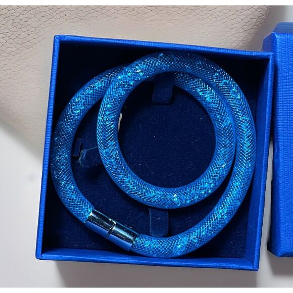 Swarovski Turquoise Stardust Double Bracelet Ladies Choker Necklace Teal - Picture 2 of 9